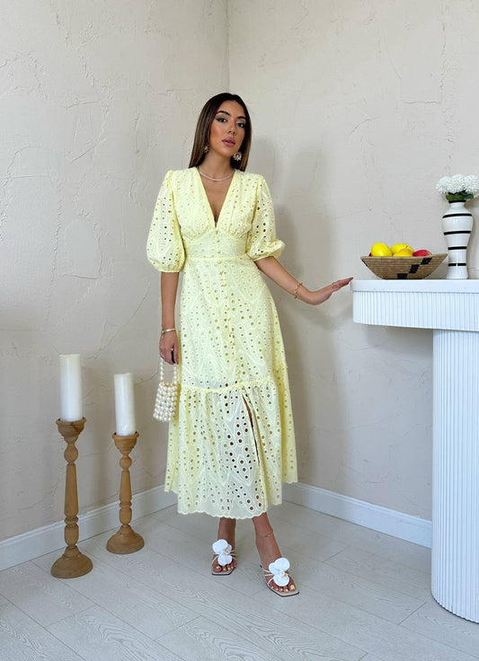Yellow Crochet Dress