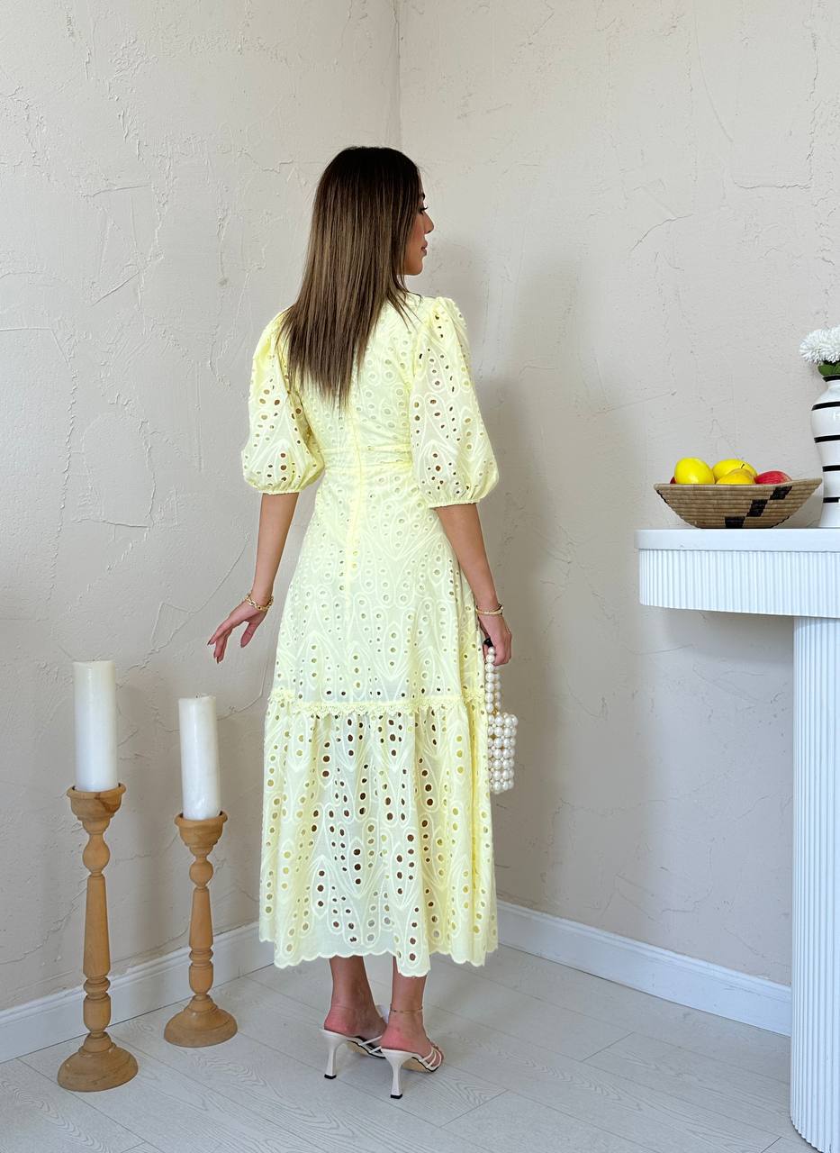 Yellow Crochet Dress